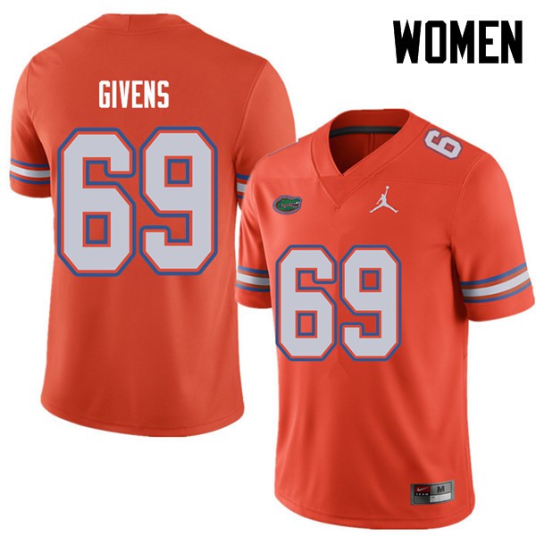 Jordan Brand Women #69 Marcus Givens Florida Gators College Football Jerseys Orange